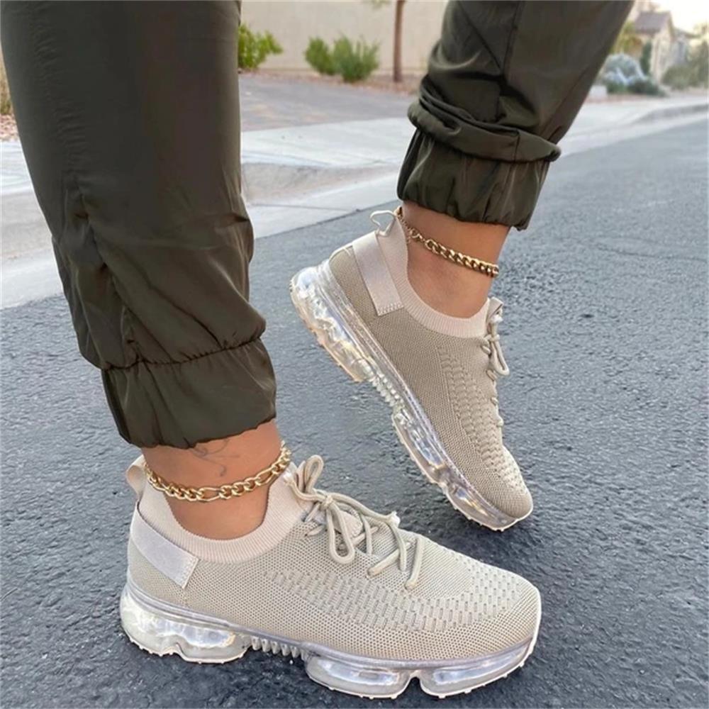 Women Trendy Sneakers Fashion Cushion Lace Up Running Sport Sneakers Outdoor Sport Shoes Spring Summer Couple Cushion Flats Training Running Breathable Sneakers - STAND OUT FLEXSARAH