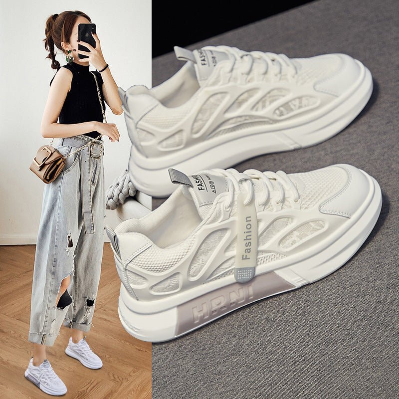 Women's Breathable Mesh Athletic Sneakers – Hollow-Out Lace-Up Sport Shoes - STAND OUT FLEXSARAH