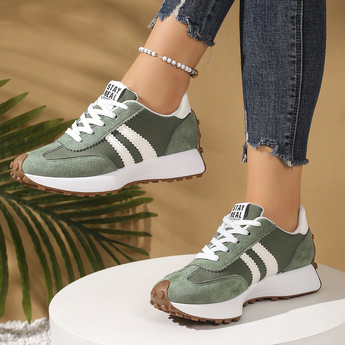 Women's Chunky Sole Sneakers - Breathable Mesh Casual Sports Shoes - STAND OUT FLEXSARAH