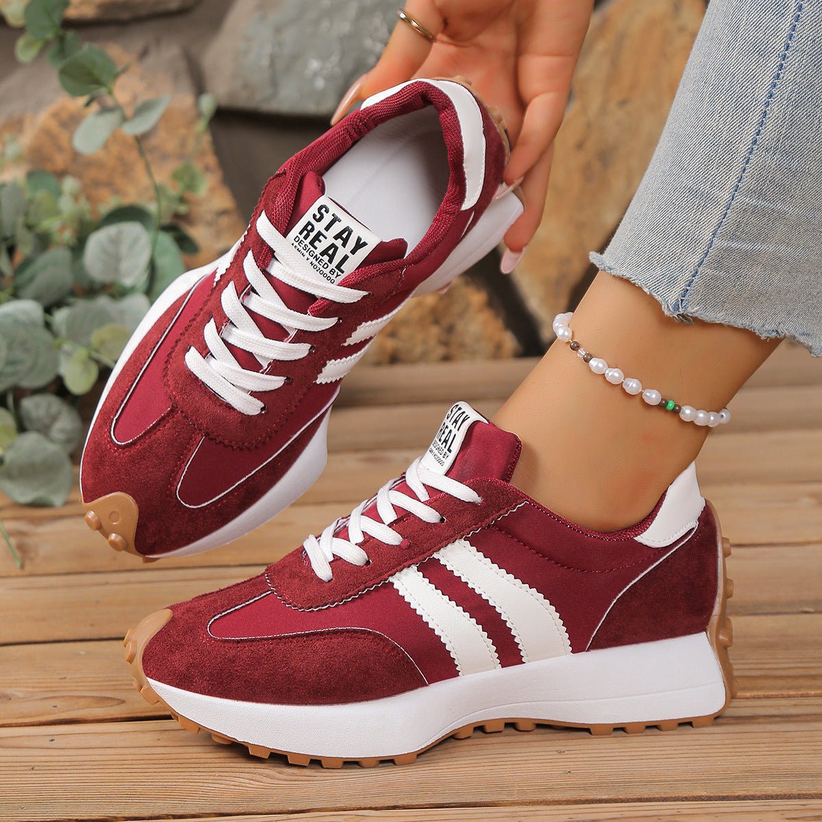 Women's Chunky Sole Sneakers - Breathable Mesh Casual Sports Shoes - STAND OUT FLEXSARAH