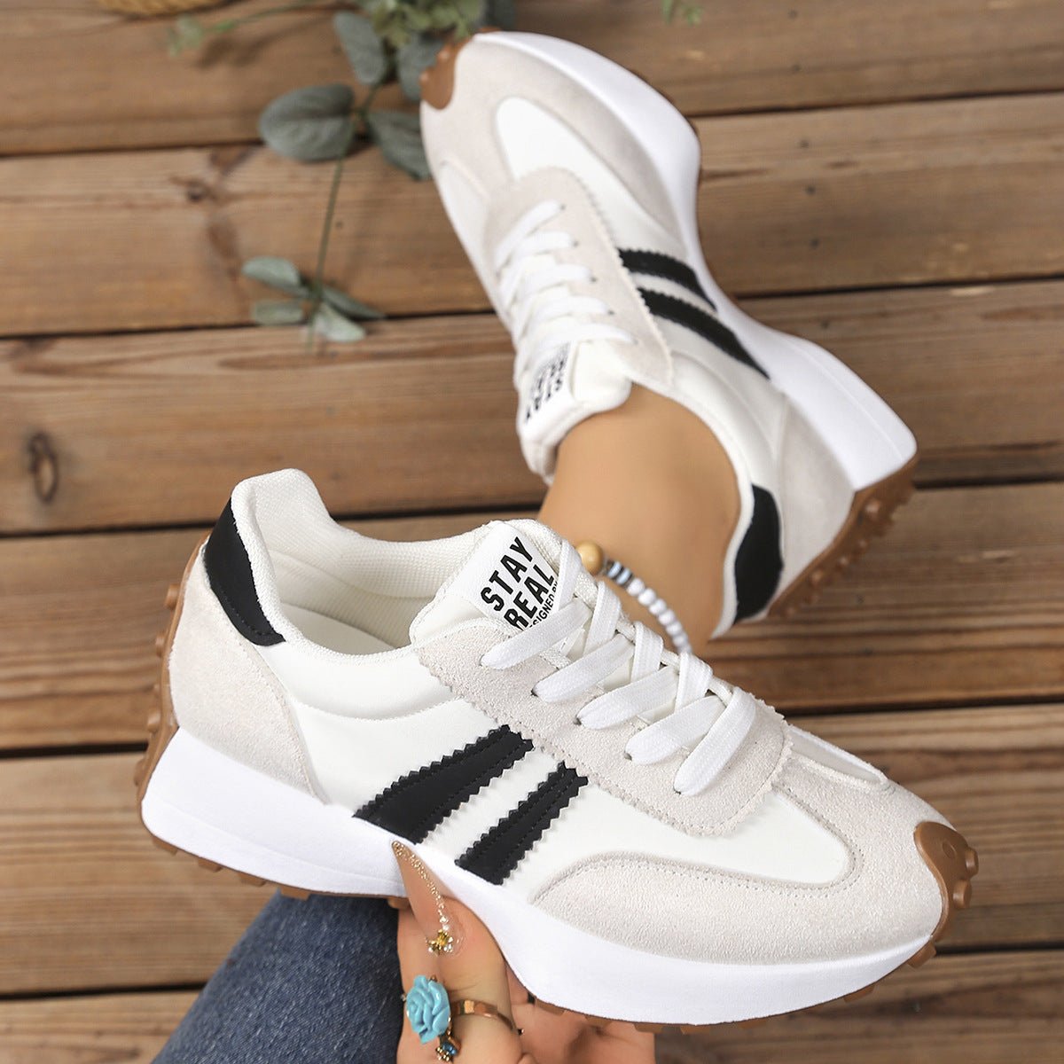 Women's Chunky Sole Sneakers - Breathable Mesh Casual Sports Shoes - STAND OUT FLEXSARAH