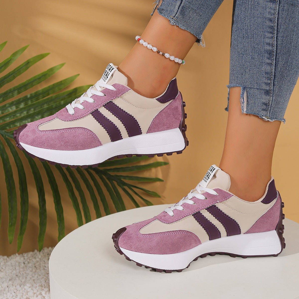 Women's Chunky Sole Sneakers - Breathable Mesh Casual Sports Shoes - STAND OUT FLEXSARAH