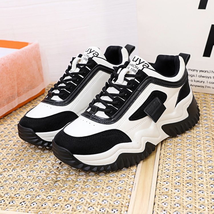 Women's Contrast-Color Lace Sneakers | Synthetic Leather Low-Cut Sport Shoes - STAND OUT FLEXSARAH