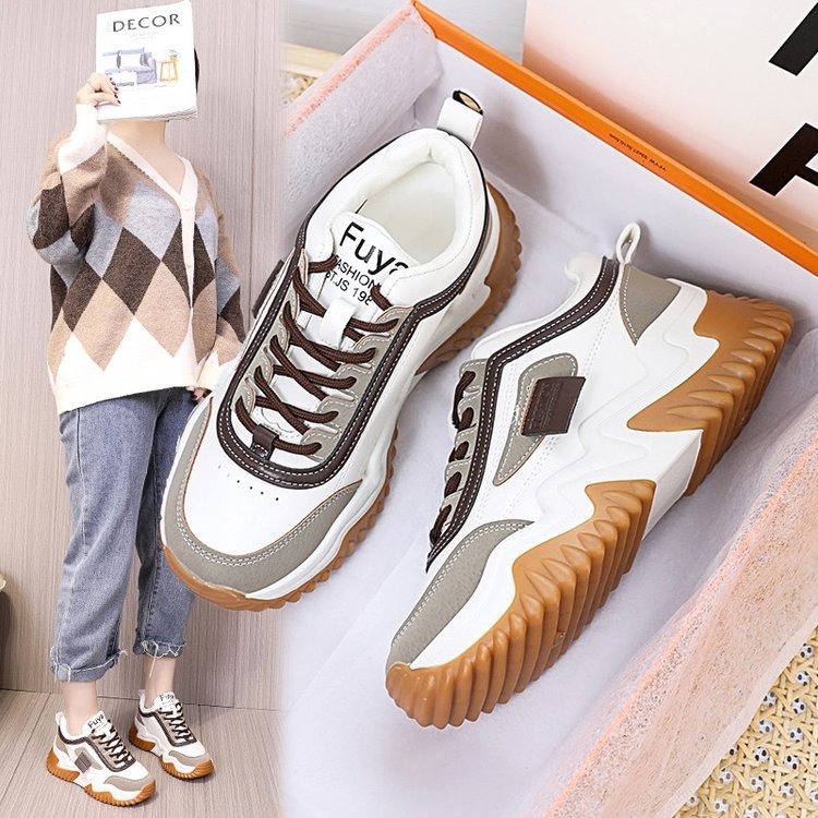 Women's Contrast-Color Lace Sneakers | Synthetic Leather Low-Cut Sport Shoes - STAND OUT FLEXSARAH