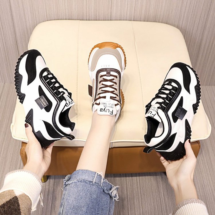 Women's Contrast-Color Lace Sneakers | Synthetic Leather Low-Cut Sport Shoes - STAND OUT FLEXSARAH