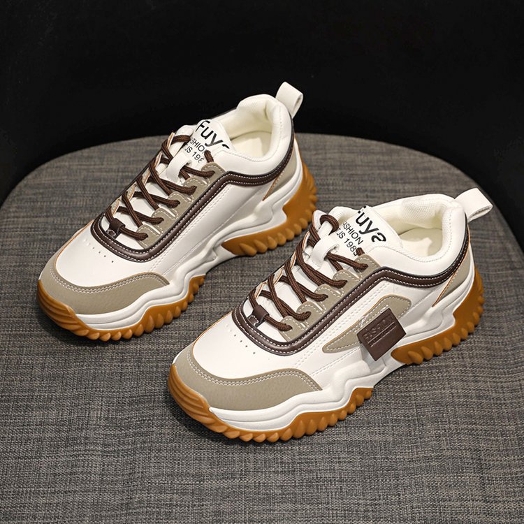 Women's Contrast-Color Lace Sneakers | Synthetic Leather Low-Cut Sport Shoes - STAND OUT FLEXSARAH