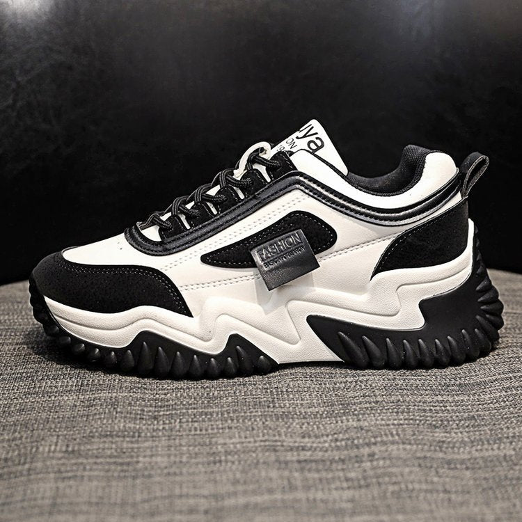 Women's Contrast-Color Lace Sneakers | Synthetic Leather Low-Cut Sport Shoes - STAND OUT FLEXSARAH