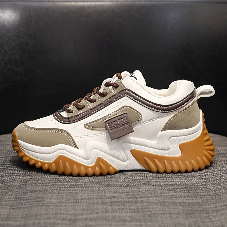Women's Contrast-Color Lace Sneakers | Synthetic Leather Low-Cut Sport Shoes - STAND OUT FLEXSARAH