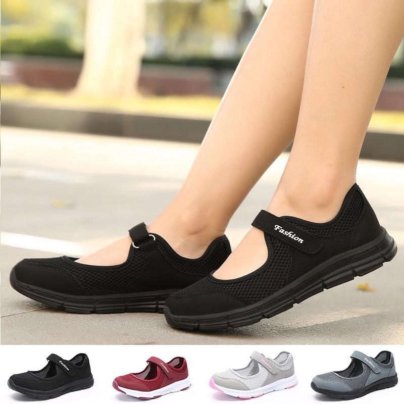Women's Elegant Walking Shoes Flat Outdoor Comfortable Breathable Casual Soft Sole Lightweight Sport Running Fashion Breathable Mesh Womens Espadrilles - STAND OUT FLEXSARAH