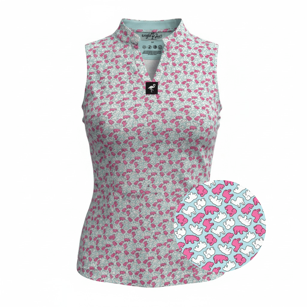 Women's Frosted Animal Cookies Sleeveless Golf Polo | Moisture-Wicking Performance Golf Top - STAND OUT FLEXSARAH