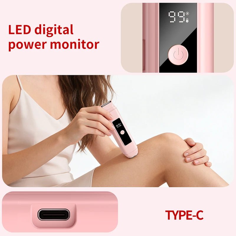 Women's Portable 2 in 1 Electric Hair Remover for Underarm Bikini area Leg Arm, waterproof Rechargeable Epilator Bikini Trimmer - STAND OUT FLEXSARAH