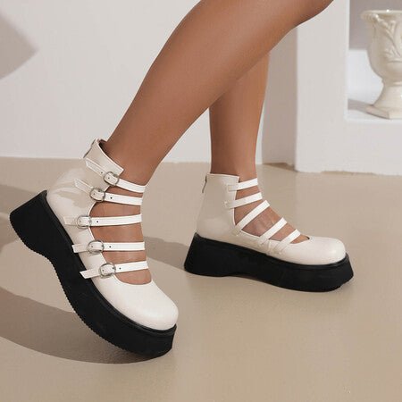 Women's Punk Style High-Top Boots with Belt Buckle & Thick Sole - Waterproof Platform Ankle Boots - STAND OUT FLEXSARAH