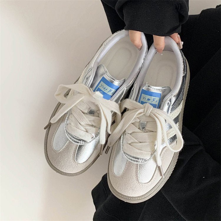 Women's Retro White Sneakers - Casual Sports Shoes with Thick Sole - STAND OUT FLEXSARAH