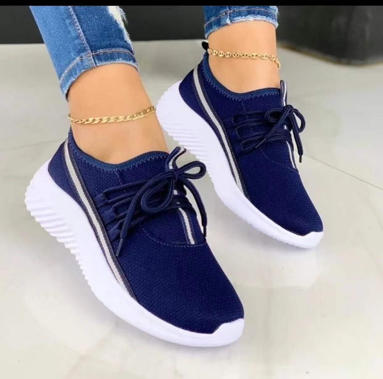 Women's Ribbon Tie Mesh Sneakers | Breathable Flat Sports Shoes - STAND OUT FLEXSARAH