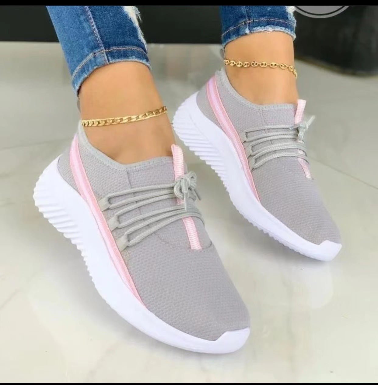 Women's Ribbon Tie Mesh Sneakers | Breathable Flat Sports Shoes - STAND OUT FLEXSARAH