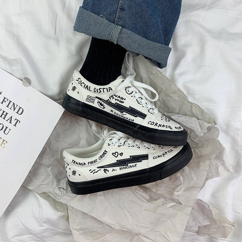Women's Sports Sneakers Platform Casual Summer Vintage College Student Flats Casual Lace Up Woman Comfort Walking Shoes White Women Sneakers - STAND OUT FLEXSARAH