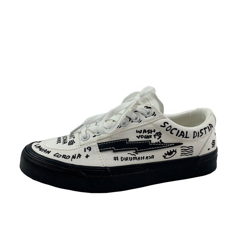 Women's Sports Sneakers Platform Casual Summer Vintage College Student Flats Casual Lace Up Woman Comfort Walking Shoes White Women Sneakers - STAND OUT FLEXSARAH
