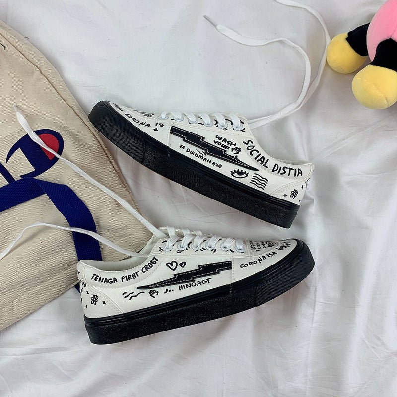 Women's Sports Sneakers Platform Casual Summer Vintage College Student Flats Casual Lace Up Woman Comfort Walking Shoes White Women Sneakers - STAND OUT FLEXSARAH