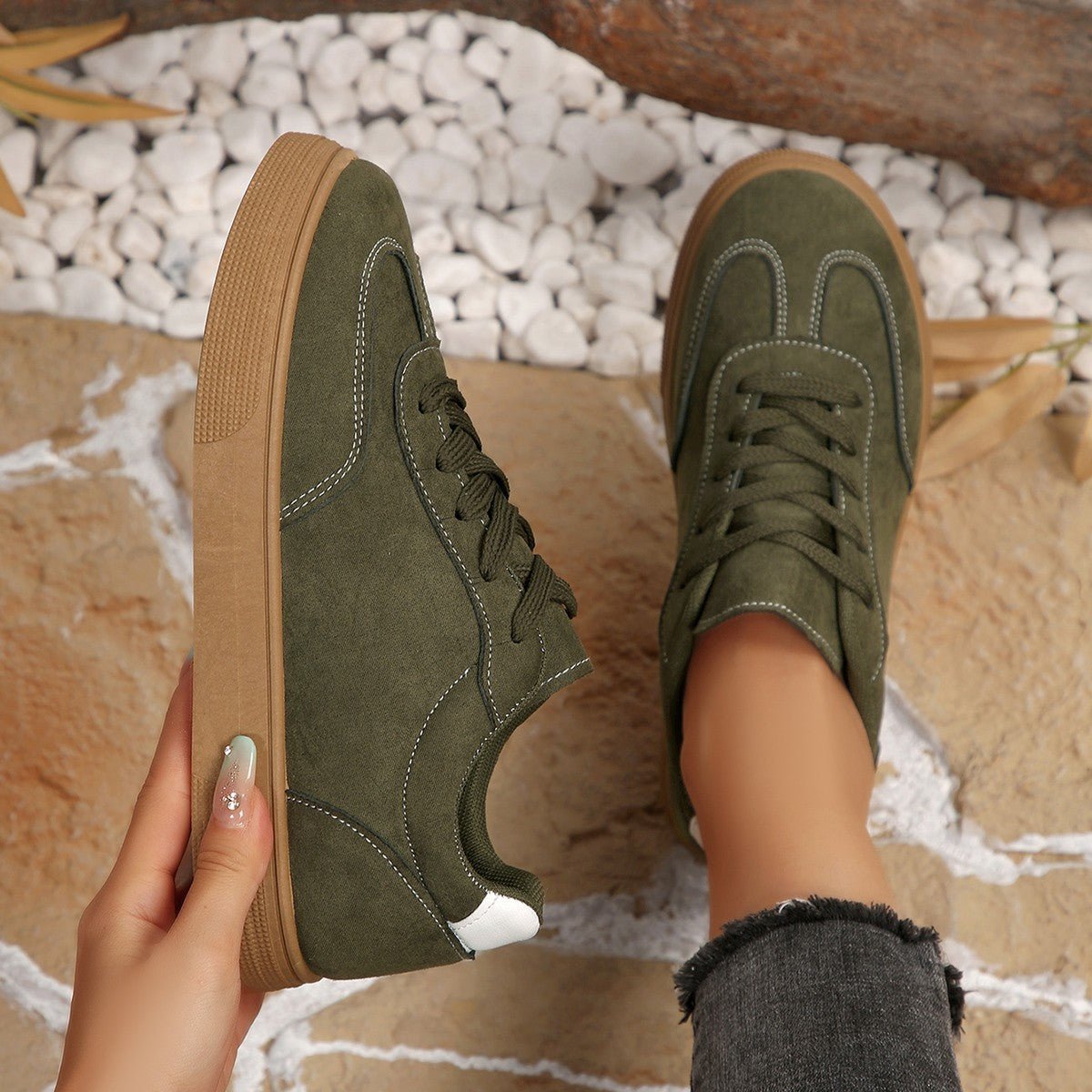 Women's Suede Casual Sneakers - Comfortable Lace-Up Sports Shoes - STAND OUT FLEXSARAH