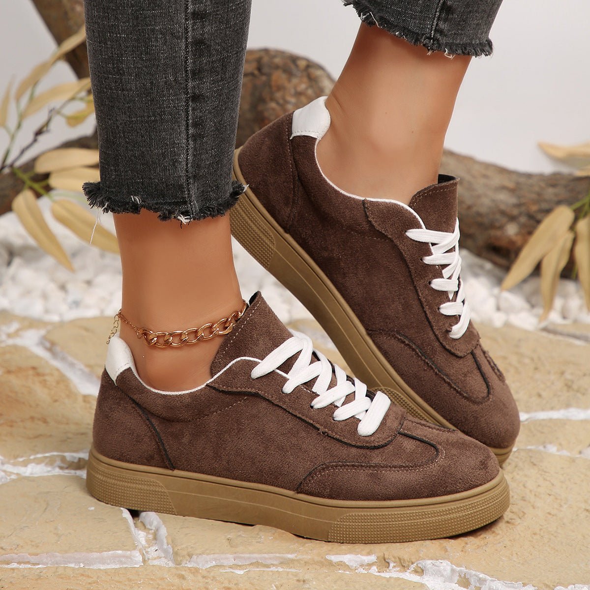 Women's Suede Casual Sneakers - Comfortable Lace-Up Sports Shoes - STAND OUT FLEXSARAH