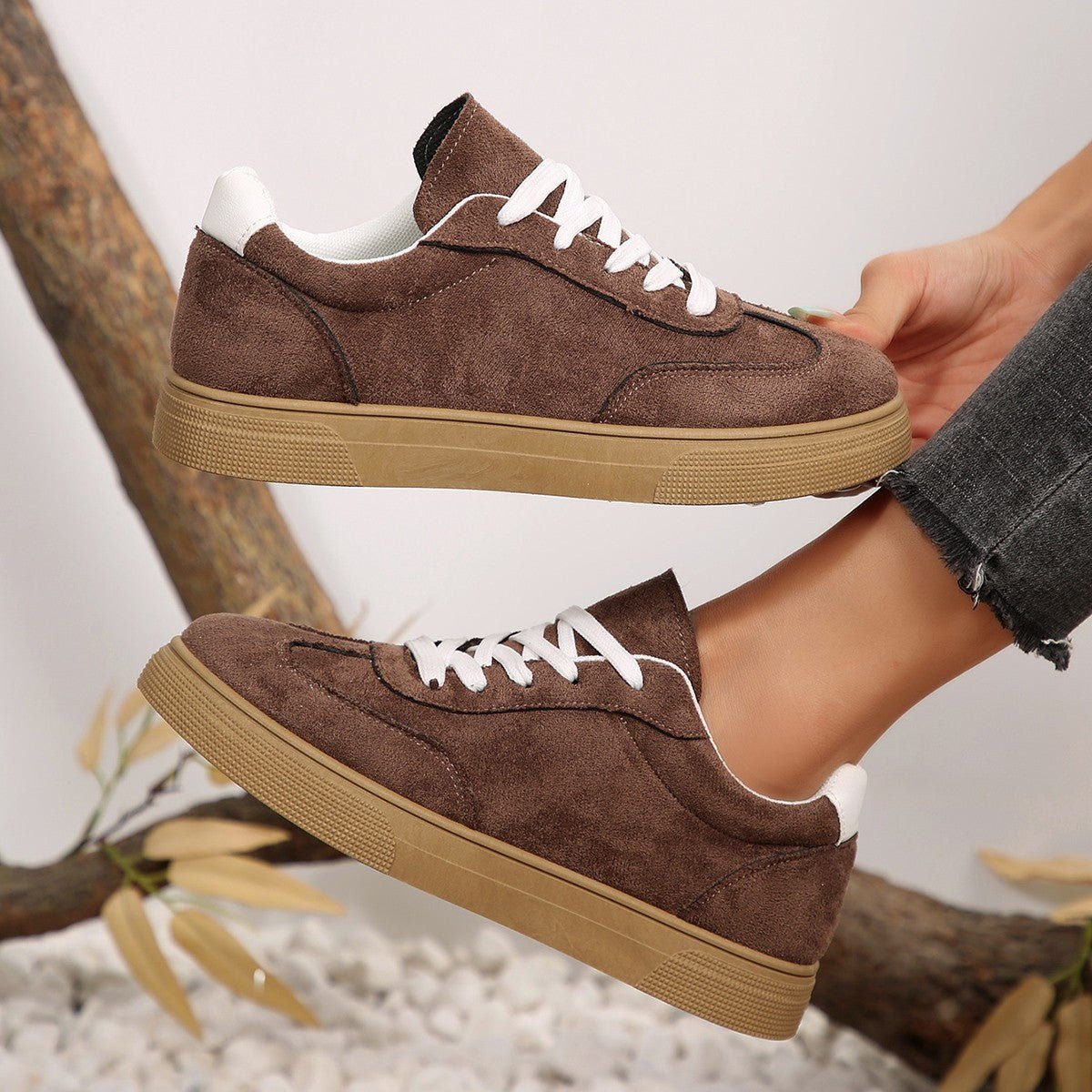Women's Suede Casual Sneakers - Comfortable Lace-Up Sports Shoes - STAND OUT FLEXSARAH