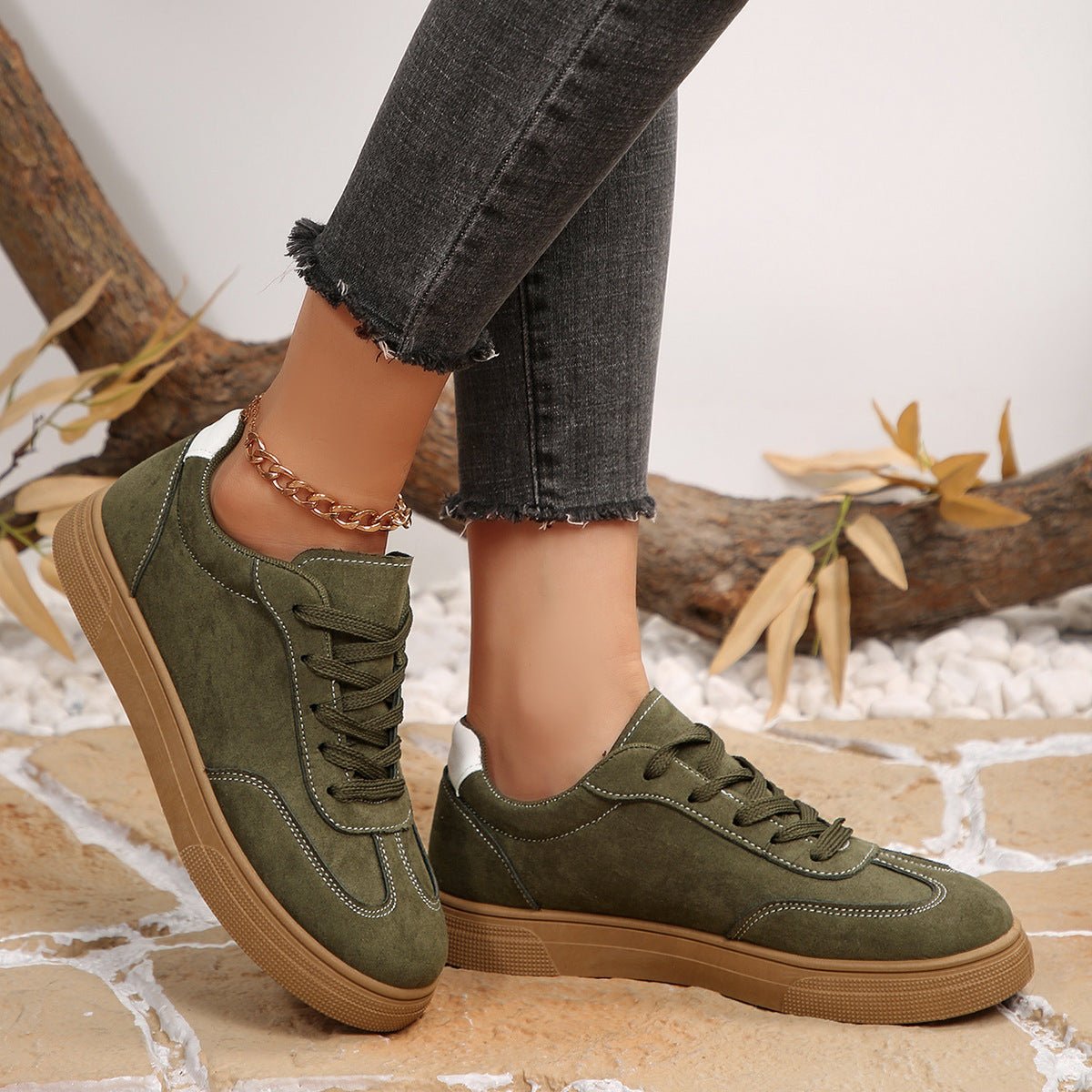 Women's Suede Casual Sneakers - Comfortable Lace-Up Sports Shoes - STAND OUT FLEXSARAH