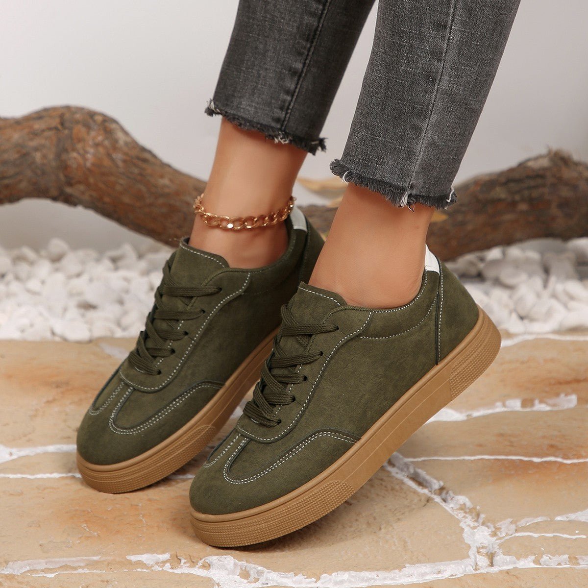 Women's Suede Casual Sneakers - Comfortable Lace-Up Sports Shoes - STAND OUT FLEXSARAH