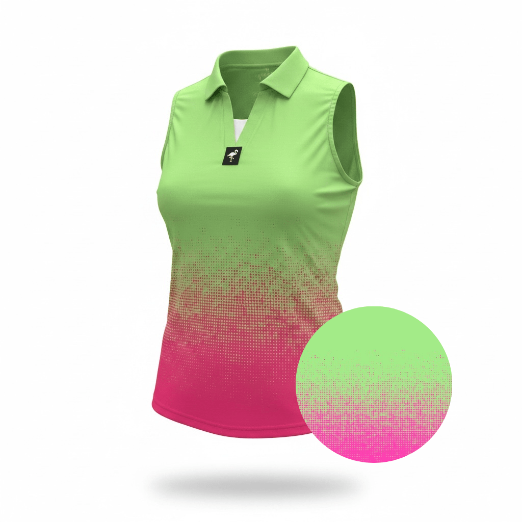 Women's Watermelon Sunset Golf Polo | Performance Stretch Golf Shirt | Moisture-Wicking Athletic Polo - STAND OUT FLEXSARAH