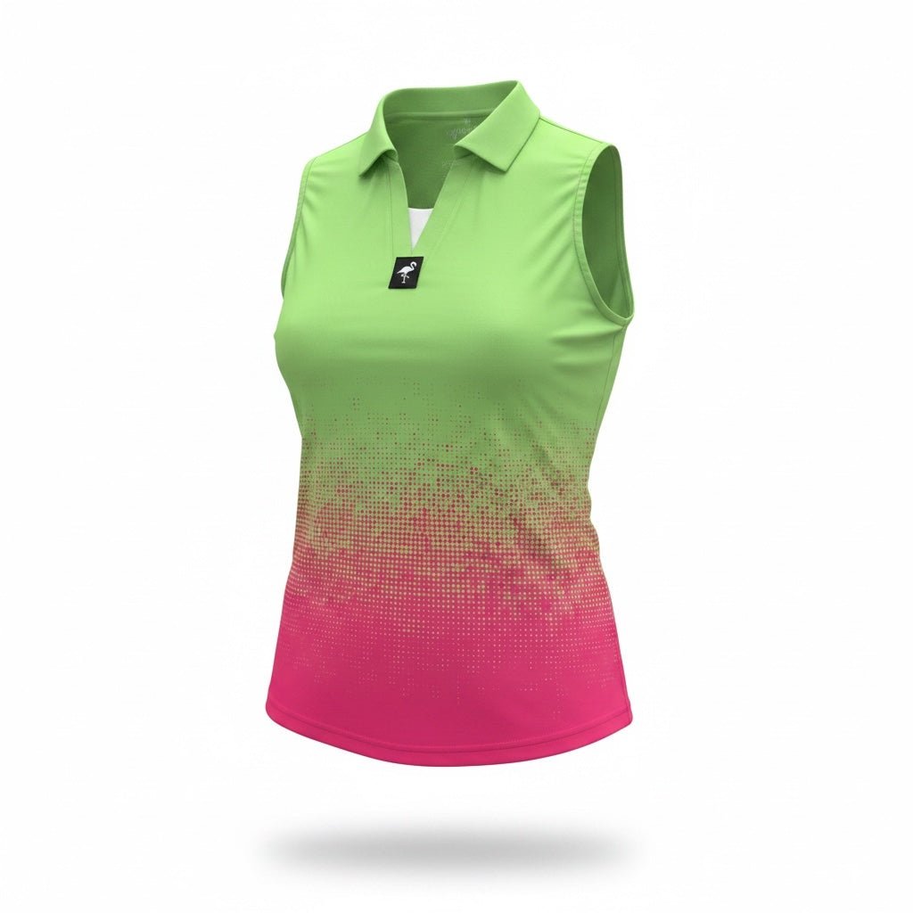 Women's Watermelon Sunset Golf Polo | Performance Stretch Golf Shirt | Moisture-Wicking Athletic Polo - STAND OUT FLEXSARAH