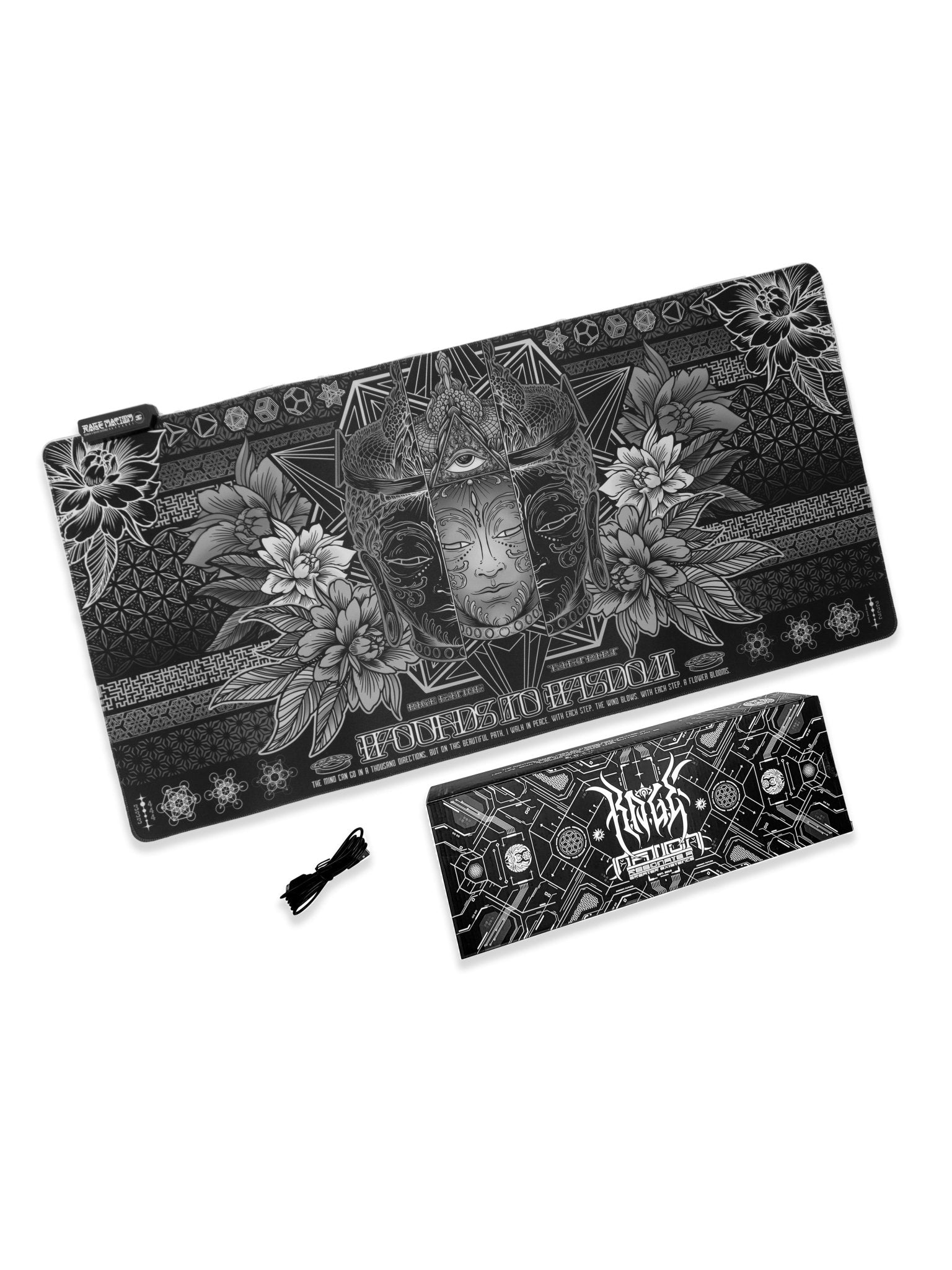WOUNDS TO WISDOM V1 ✦ MONOCHROME ✦ XXL RGB Gaming Mouse Pad - STAND OUT FLEXSARAH