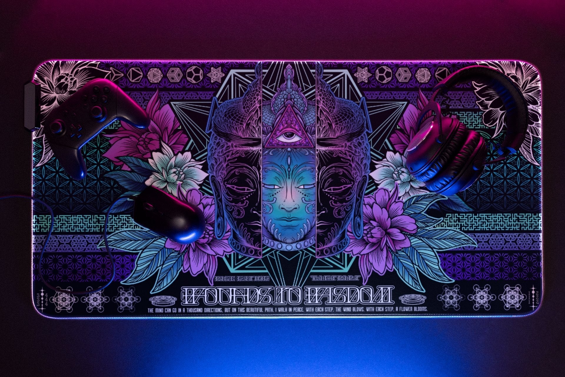 WOUNDS TO WISDOM V2 ✦ ETHEREAL HUES ✦ XXL RGB Gaming Mouse Pad - STAND OUT FLEXSARAH