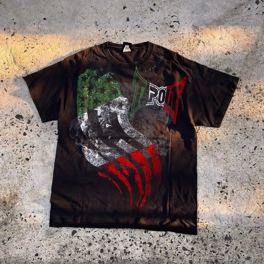 Y2k Tapout American Hip hop Skull Oversized T-shirt men Street Harajuku Retro Letter Print Top couple Casual Graphic t shirts - STAND OUT FLEXSARAH