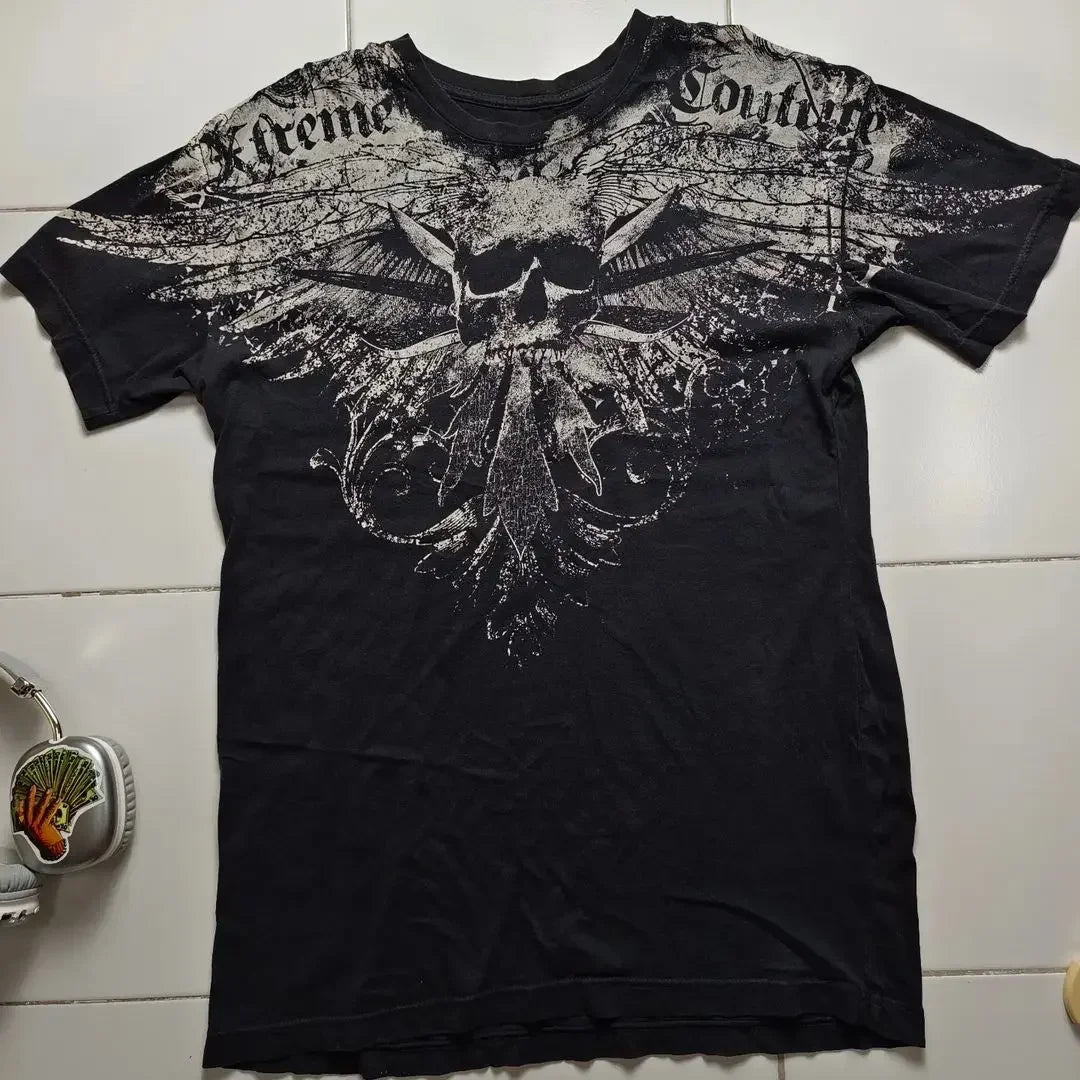 Y2k Tapout American Hip hop Skull Oversized T-shirt men Street Harajuku Retro Letter Print Top couple Casual Graphic t shirts - STAND OUT FLEXSARAH