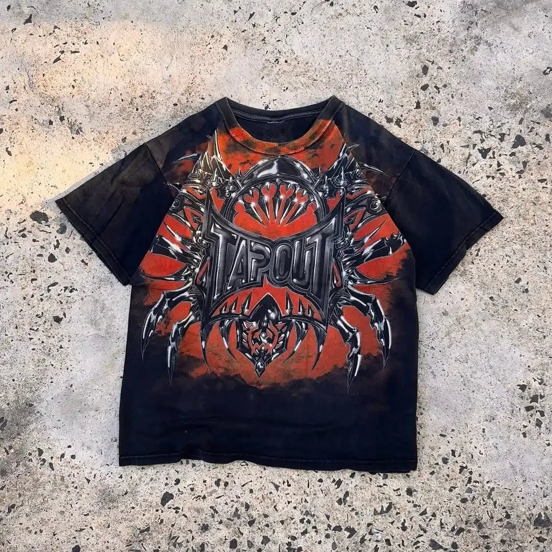 Y2k Tapout American Hip hop Skull Oversized T-shirt men Street Harajuku Retro Letter Print Top couple Casual Graphic t shirts - STAND OUT FLEXSARAH