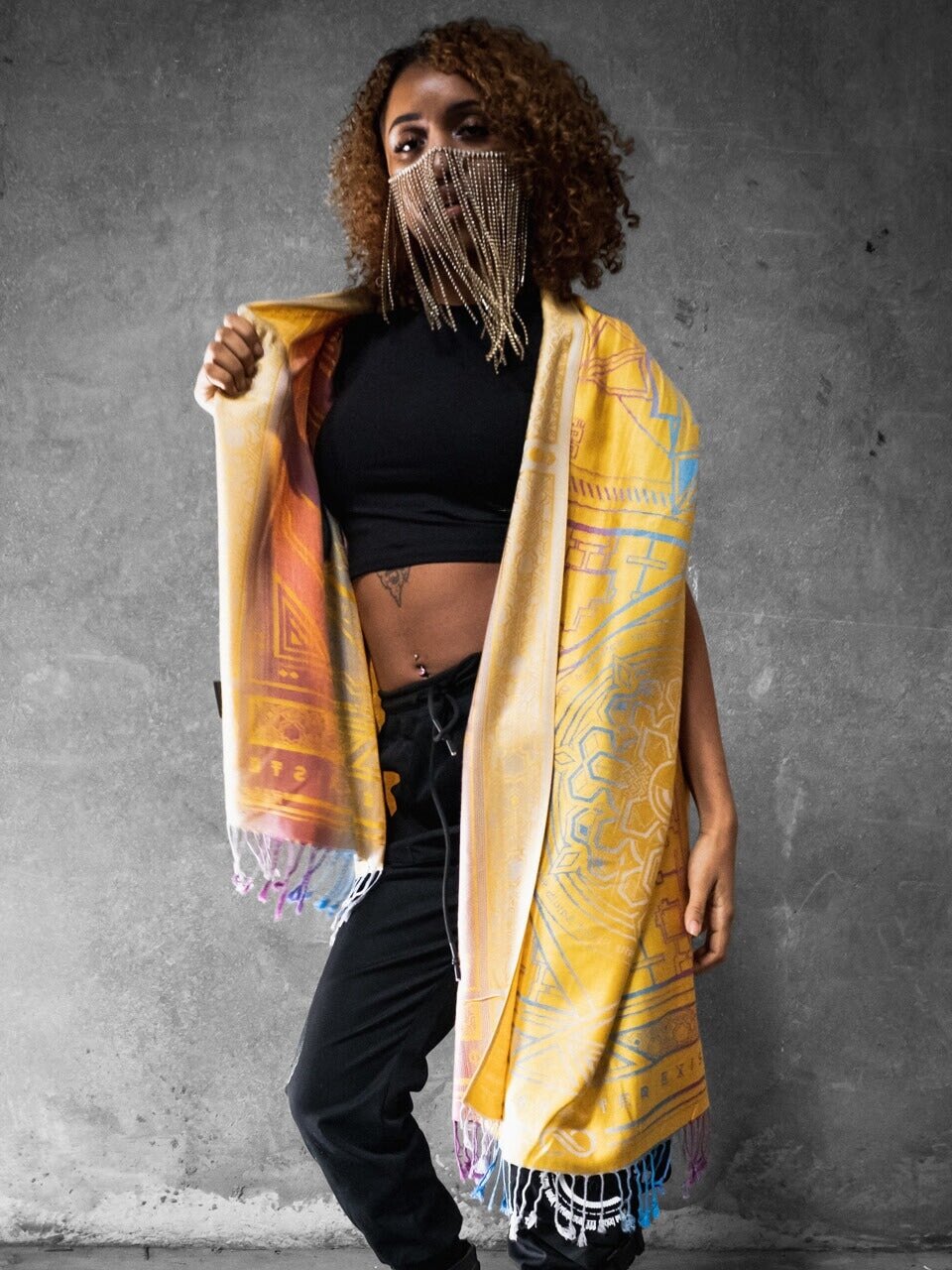 YELLOW AMETHYST DHARMA • Reversible Festival Shawl/Scarf - STAND OUT FLEXSARAH